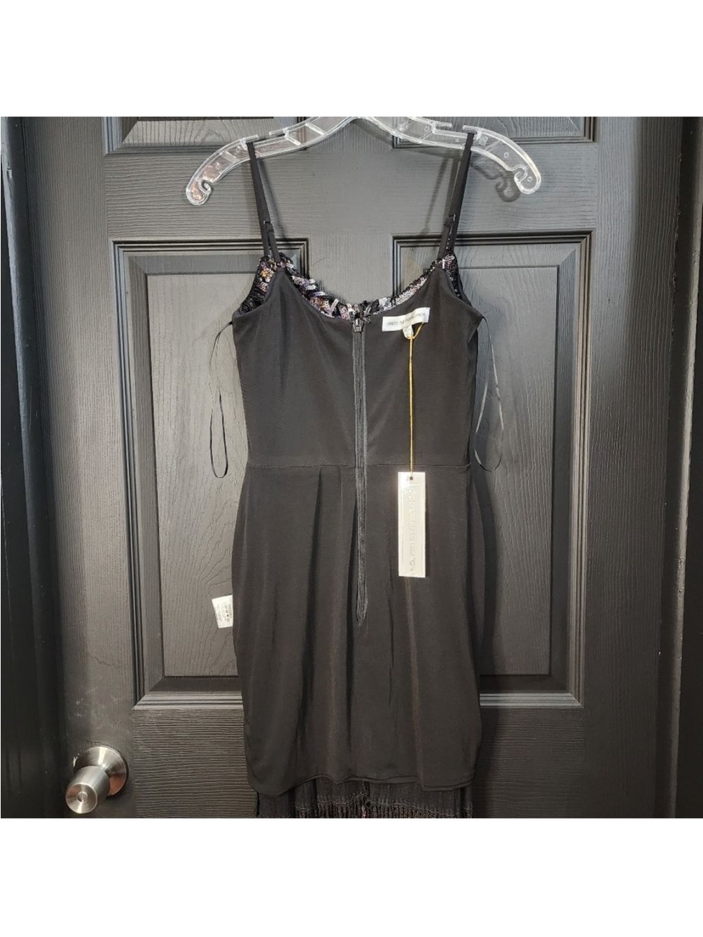 NWT Dress the Population Roxy Sequin Fringe Dress SZ XS Black Sparkle - Picture 14 of 14